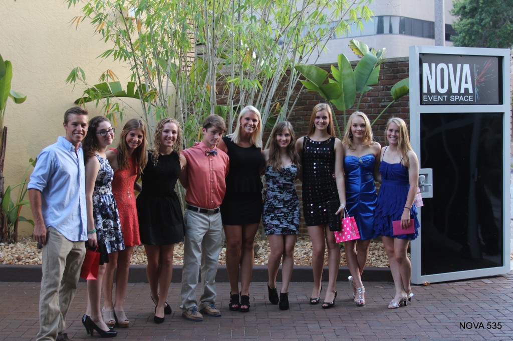 Friend's posing in the courtyard at Jennyfer's Sweet 16 at NOVA 535 Unique Event Space St. Pete