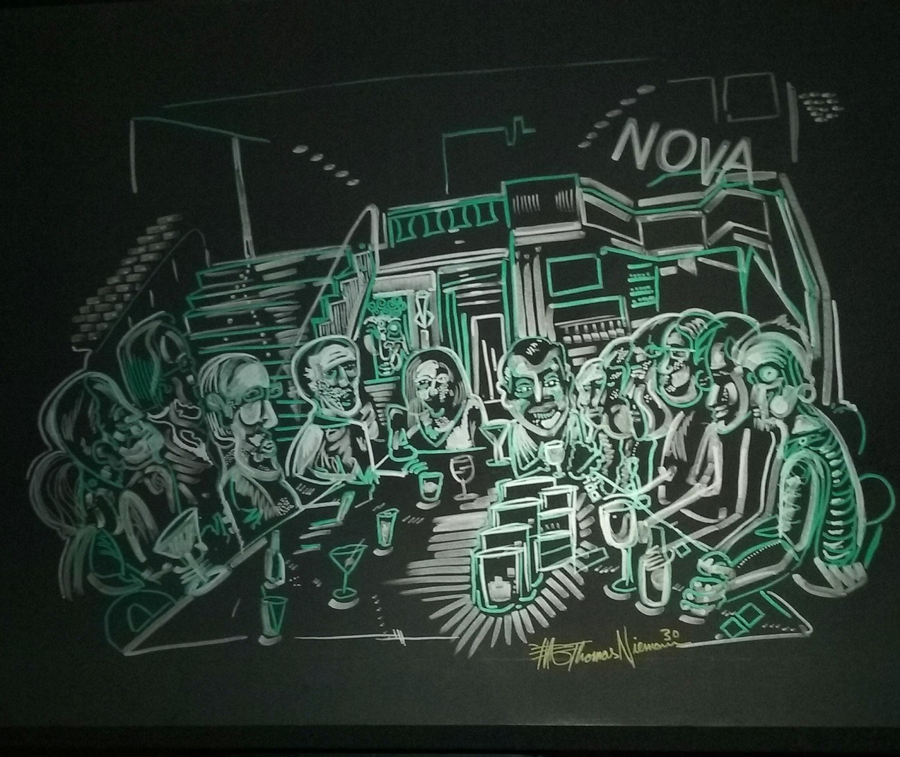 Evan Thomas Niemann illustration of Entrepreneur Social Club at DTSP venue NOVA 535