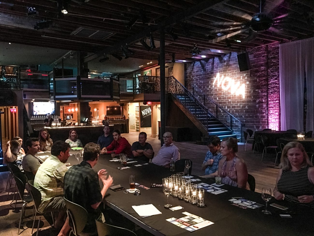 2016 07-21 Entrepreneur Social Club at DTSP venue NOVA 535 table looking from bar to west When the Cat was away the mice did play 