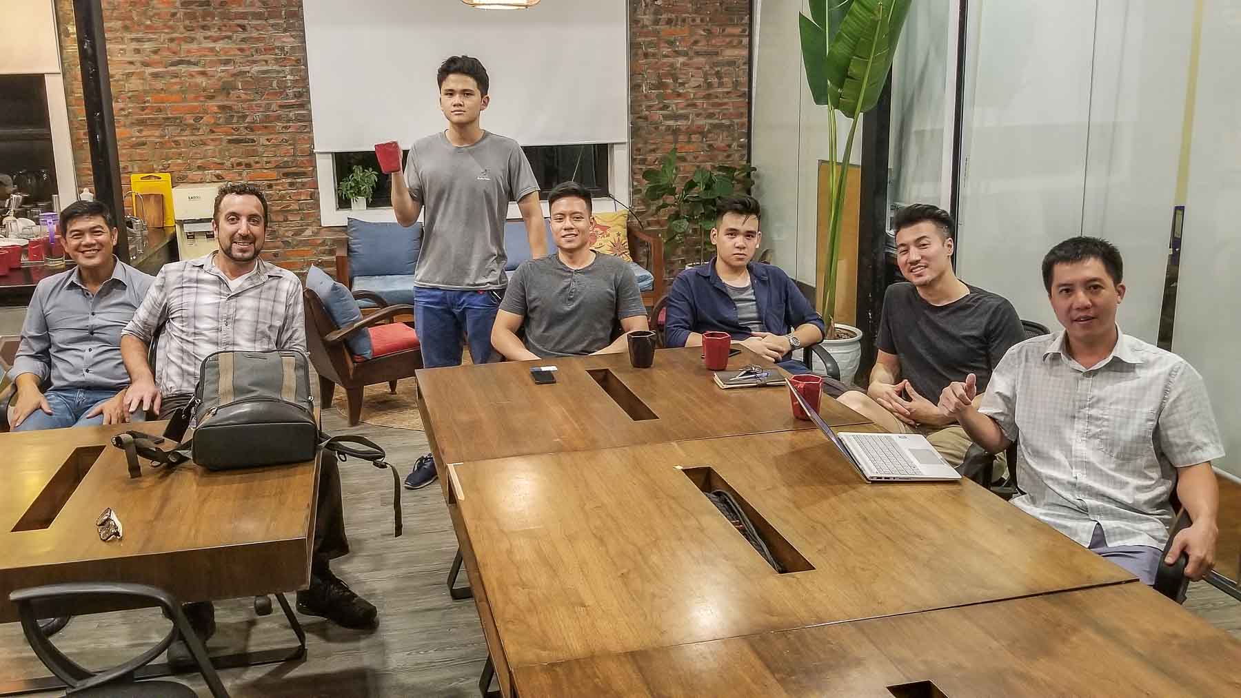 Globetrotting Entrepreneur and ESC Founder Michael Scott Novilla and the Entrepreneur Social Club enjoys Scientists Sushi and Splits in Hanoi Vietnam.