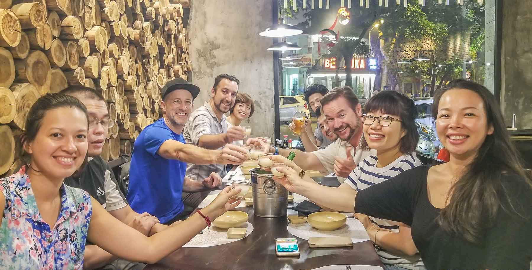 Globetrotting Entrepreneur and ESC Founder Michael Scott Novilla and the Entrepreneur Social Club enjoys Scientists Sushi and Splits in Hanoi Vietnam.