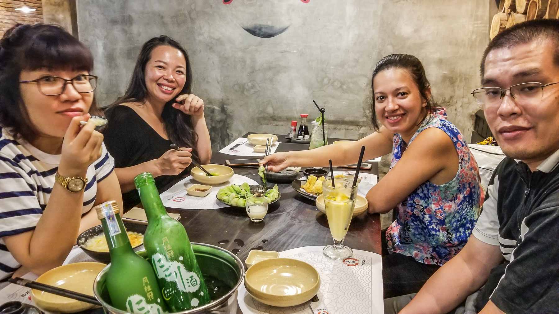 Globetrotting Entrepreneur and ESC Founder Michael Scott Novilla and the Entrepreneur Social Club enjoys Scientists Sushi and Splits in Hanoi Vietnam.